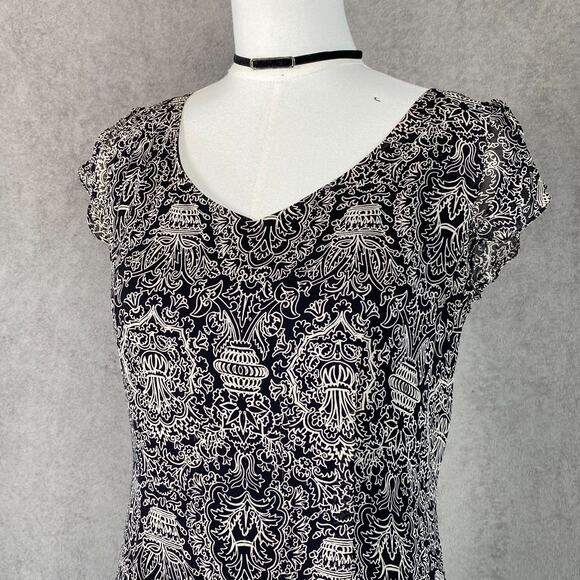 Dana Buchman Womens 100% Silk Y2K Whimsigoth Midi Dress Size 8 Petite Grunge - Picture 3 of 13